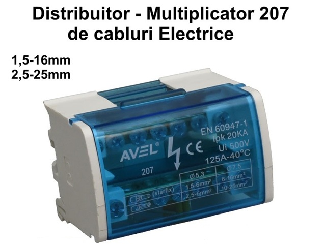 bloc distributie 125A Bloc de Distributie Electric 207 - 125A / 500V 1,5-16mm / 2,5-25mm - imagine 1