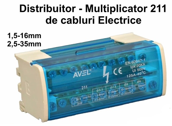 bloc distributie 211 - 125A Bloc de Distributie Electric 211 - 125A / 500V 1,5-25mm / 2,5-35mm - imagine 1