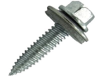 Șurub cu cap autofiletant și garnitură pt. tablă subțire 6x25mm, Inox A2, Bimetal, SW8, ETA 100buc.
