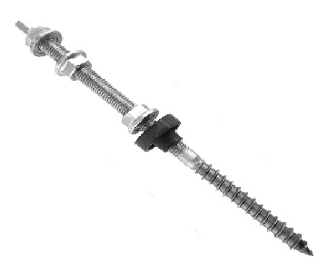 Șurub tip ancora hanger bolt cu filet dublu M10x200mm pentru prindere panou solar fotovoltaic